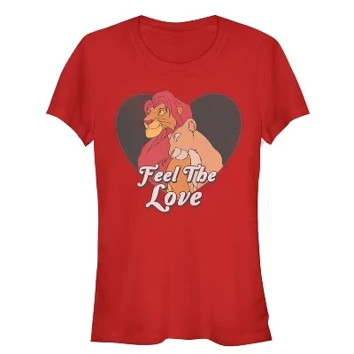 Футболки Короля льва Симбы и Налы Валентайн для юниорок Feel the Love красного цвета