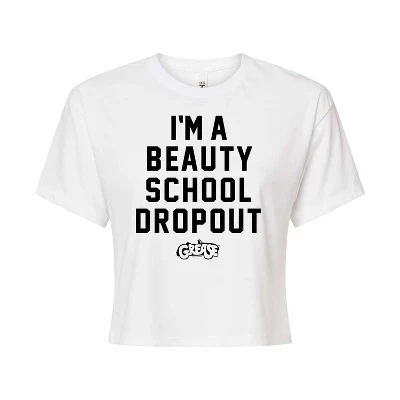 Женская укороченная футболка с рисунком I'm a Beauty School Dropout белого цвета