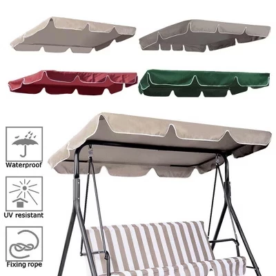 Swing Chair Canopy Replacement (Only Canopy), Waterproof Windproof Heavy-Duty Cover Top for Patio Garden Porch brown