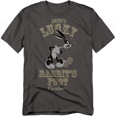 Мужская футболка Bugs Bunny Lucky Rabbits Foot цвета древесного угля