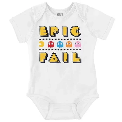 Хэштег Totally 80-х Pacman Baby Romper для мальчиков или девочек, лицензированный белый