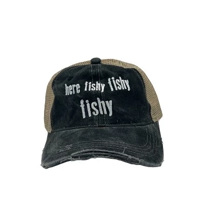 Здесь Fishy Fishy Fishy Hat Забавная кепка для любителей рыбалки на открытом воздухе - Сумасшедшая Собачья шапка для рыбаков