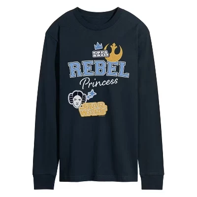 Мужская футболка с искусственными нашивками Rebel Princess с длинным рукавом и графическим рисунком