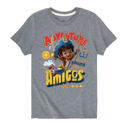 Приключения ждут Амигоса в графической футболке с коротким рукавом heather grey