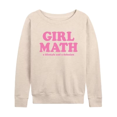 Женская рубашка Girl Math Lifestyle & Delusion из легкого французского махрового материала с широким вырезом и длинным рукавом с графическим рисунком.