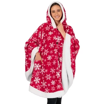 Одеяло с капюшоном Angel Wrap для взрослых женщин, пригодное для носки Уютное одеяло-накидка из флиса, накидка-накидка красного цвета