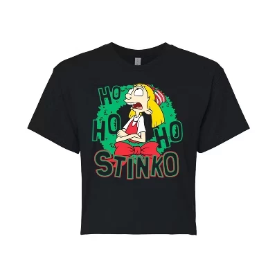 Женская укороченная футболка с рисунком Ho Ho Ho Stinko, черная