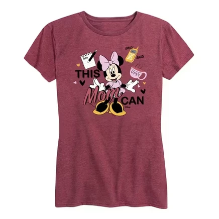 Женская футболка Disney This Mom Can, бордовый меланж