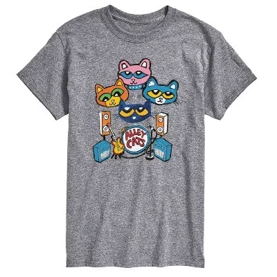 Мужская футболка с коротким рукавом и рисунком кота Пита - Alley Cats Heads athletic heather