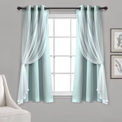 Комплект из 2 прозрачных вставок с люверсами и утепленной плотной подкладкой - Lush Décor blue