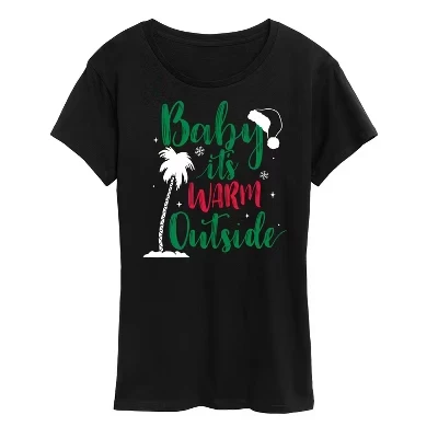 Женская футболка Baby Its Warm Outside Christmas с коротким рукавом и рисунком для новорожденных, черная