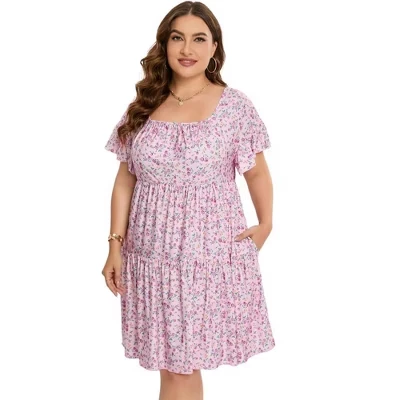 Женское платье Yesfashion большого размера, розовое