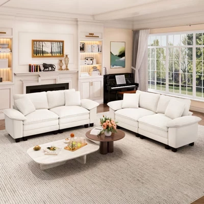 Комплект диванов Cloud Modular 4ШТ Loveseat, удобный секционный диван с глубоким сиденьем для гостиной, обивка из вельветовой и синелевой ткани