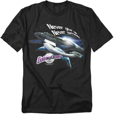 Футболка для взрослых Galaxy Quest Never Surrender черного цвета