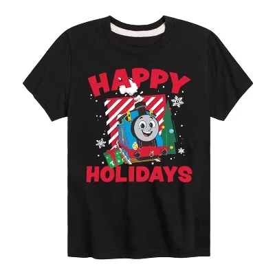 Футболка с коротким рукавом и рисунком Happy Holidays черного цвета