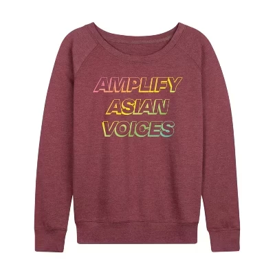 Женская рубашка Amplify Asian Voices, легкая махровая рубашка с широким вырезом и длинным рукавом, с графическим рисунком цвета хизер бордовый