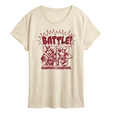 Women's -  - Deadpool Vs Lady Deadpool Short Sleeve Graphic T-Shirt birch