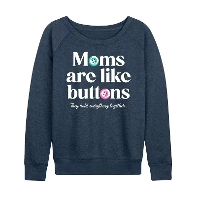 Женская рубашка Mom's are Like Buttons - легкая махровая рубашка с широким вырезом и длинными рукавами цвета хизер индиго