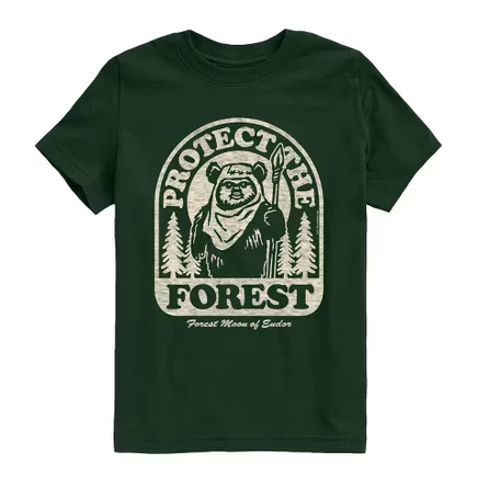 Футболка с коротким рукавом Ewok Protect The Forest с изображением леса зеленого цвета