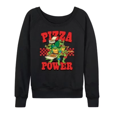 Женская легкая махровая рубашка Pizza Power с широким вырезом и длинным рукавом с графическим рисунком, черная