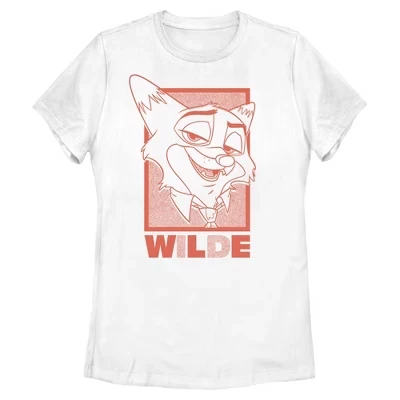 Женская футболка 2 Nick Wilde Classic Orange с портретом Ника Уайлда, белая