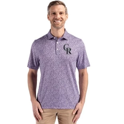 Мужская поло Cutter & Buck Pike Eco Flora Print, фиолетовая