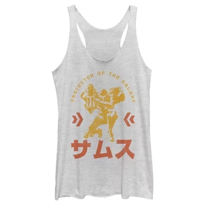 Женская майка Metroid Samus Protector of the Universe с иероглифами Racerback