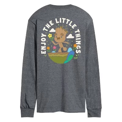 Мужская футболка Guardians of the Galaxy Enjoy The Little Things с длинным рукавом и графическим рисунком heather charcoal