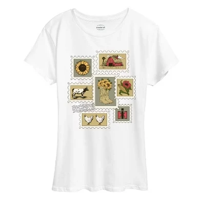 Женская футболка с коротким рукавом и графическим принтом CNH Farm Stamps, белая
