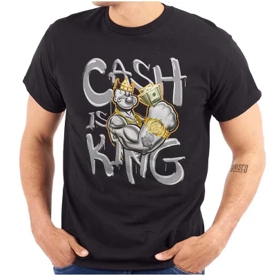 Футболка Urban Popeye Money Cash is King с графическим принтом для мужчин или женщин, лицензионная черная