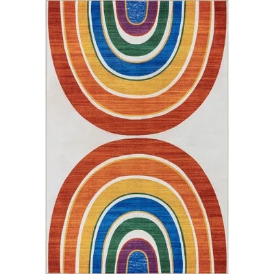 Коврик nuLOOM Double Rainbow, пятностойкий, белый