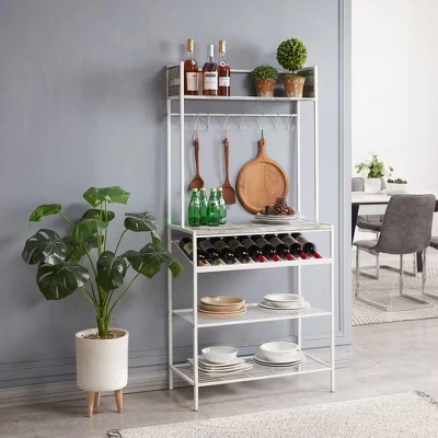 Этажерка для кухни Kings Brand Lindsay, на 9 бутылок, белая
