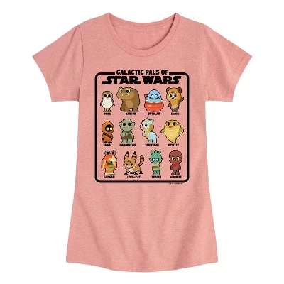 Футболка для девочек Star Wars Galactic Pals, розовая