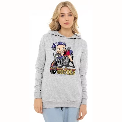 Женское худи Betty Boop «Необычная мама», серое