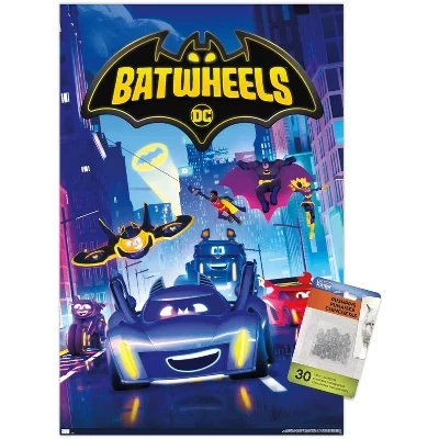 DC Comics TV Batwheels - Ключевые художественные настенные плакаты без рамки с прозрачными кнопками в комплекте