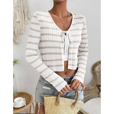 Женский кардиган Yesfashion с завязкой, бежевый