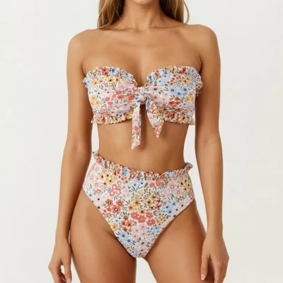 Женское бикини Anna-Kaci Swim, высокая посадка, желтое