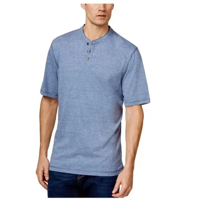 Мужская рубашка из меланжевого джерси Henley синего цвета