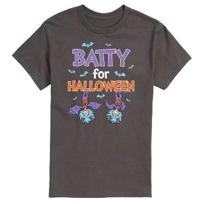Мужская футболка Batty For Halloween Thing 1 и Thing 2 с коротким рукавом и рисунком древесного угля