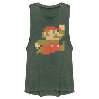 Женская футболка для юниоров Small Mario Pixelated Festival Muscle Tee сосново-зеленый вереск