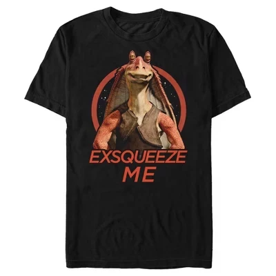 Мужская футболка The Phantom Menace Jar Jar Binks Exsqueeze Me, черная