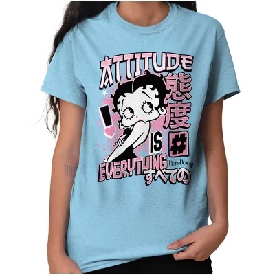 Женская графическая футболка с хэштегом Betty Boop иероглифы Attitude, лицензированные белые футболки