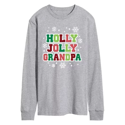 Мужская футболка с длинным рукавом Holly Jolly Grandpa с графическим рисунком athletic heather