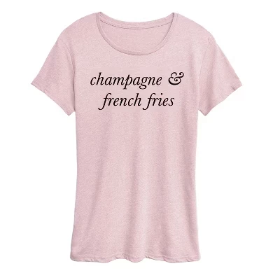 Женская футболка Instant Message Champagne & Fries, розовая