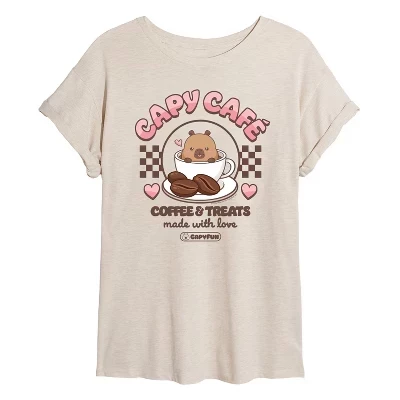 Women's -  - Capy Cafe Oversized Graphic T-Shirt birch