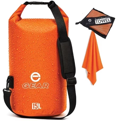 Гермомешок Enthusiast Gear 15 л с полотенцем, оранжевый