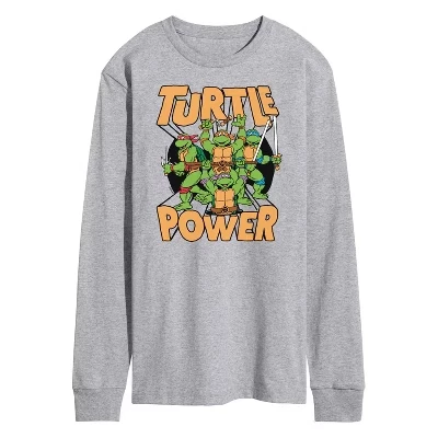 Мужская футболка Turtle Power с длинным рукавом и графическим рисунком athletic heather