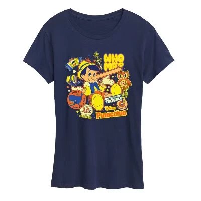 Женская футболка Disney Pinocchio Stickers, синяя
