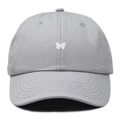 Маленькая вышитая бабочкой хлопчатобумажная шапочка Outdoor Dad Hat женская серая