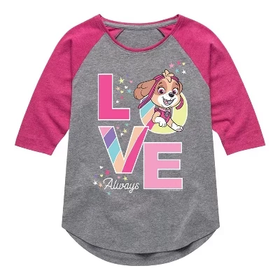 Футболка для девочек - Paw Patrol - Skye Love Always с регланом и графическим принтом 